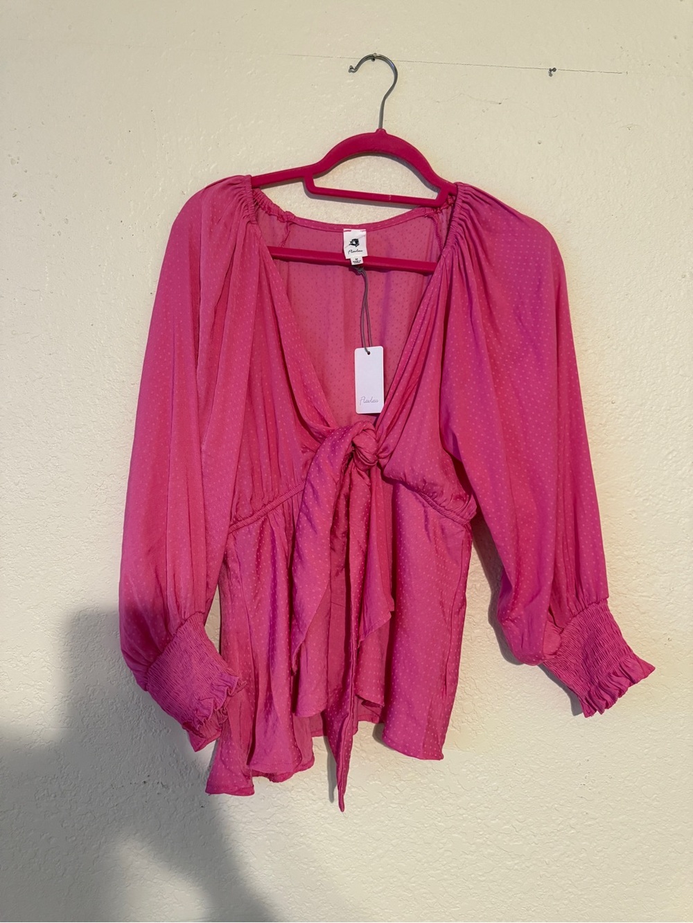 Women's Boutique Tie-Front Blouse - Pink